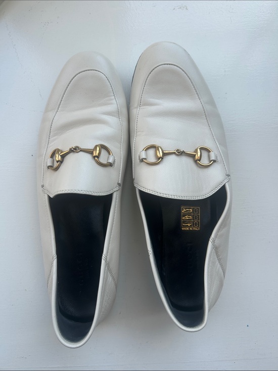 Gucci Shoes - Gucci White Leather Horsebit Loafers